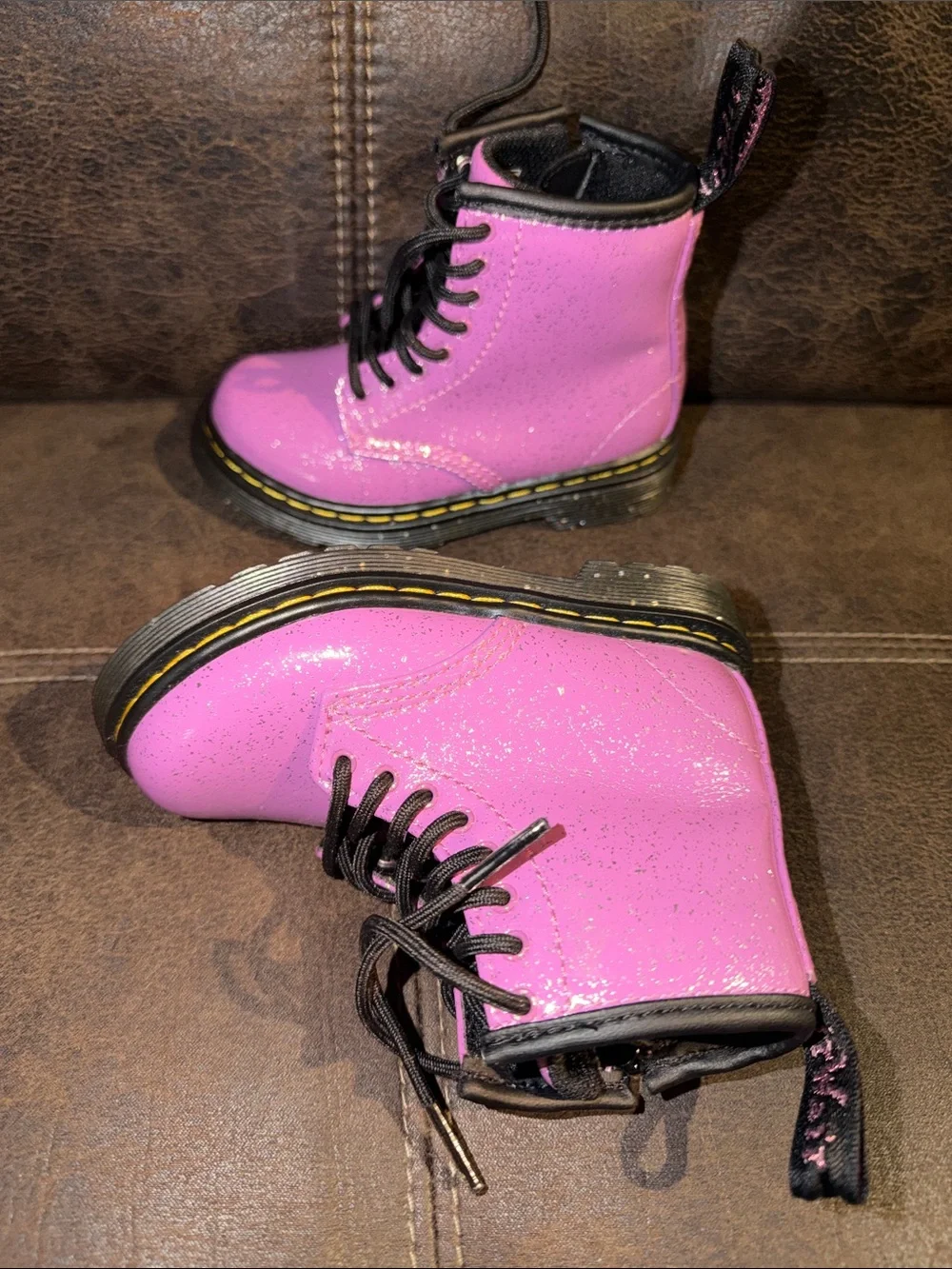 NWOT Purple Glitter Zip & Lace Up Dr Martins Boots